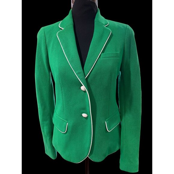 Gap Academy Blazer Womens 0 Green/White Piping Trim FALL ivy league preppy AMERI - Picture 1 of 8